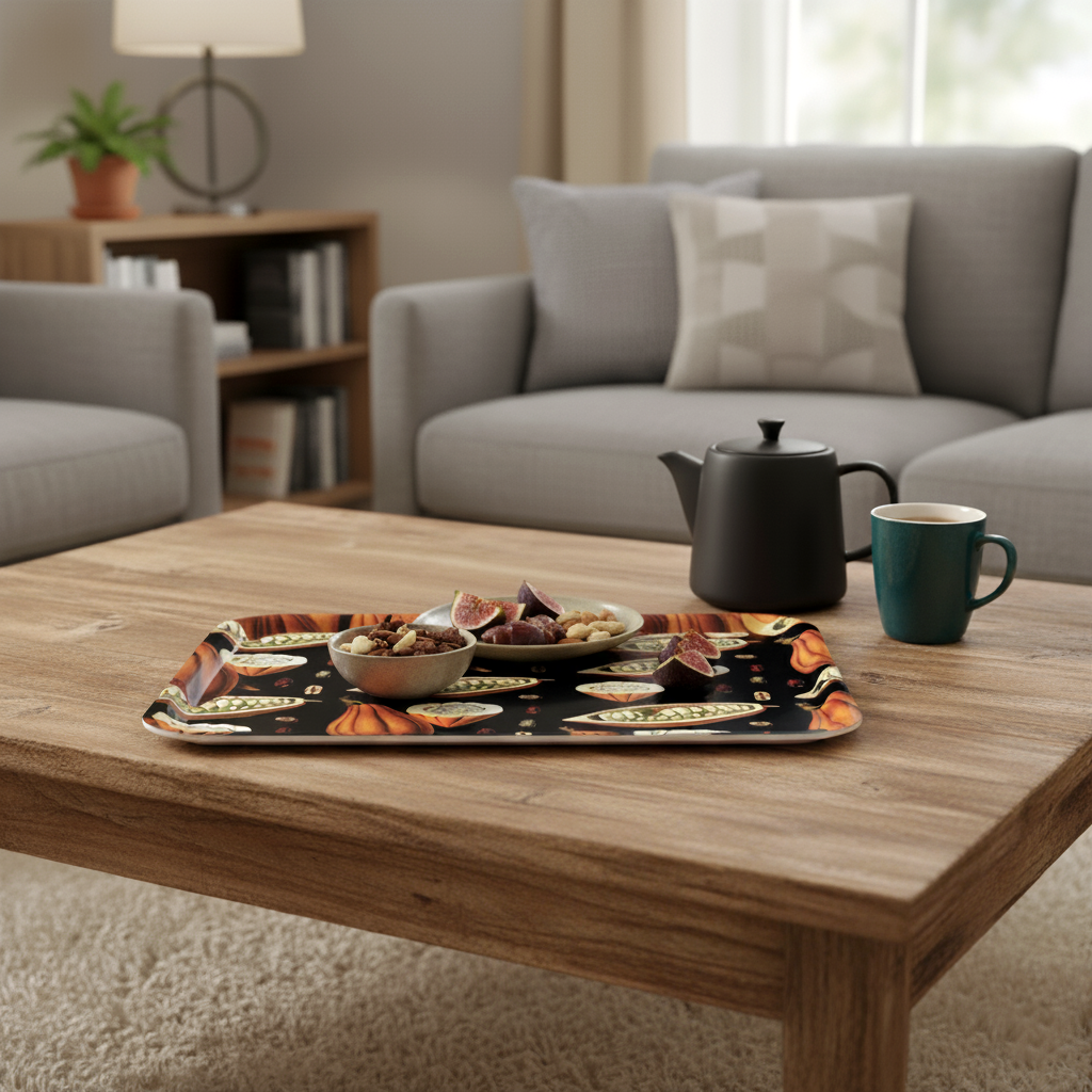 Plateau Cacao 47,5 × 27,5 cm – Design botanique noir, durable et 100 % français