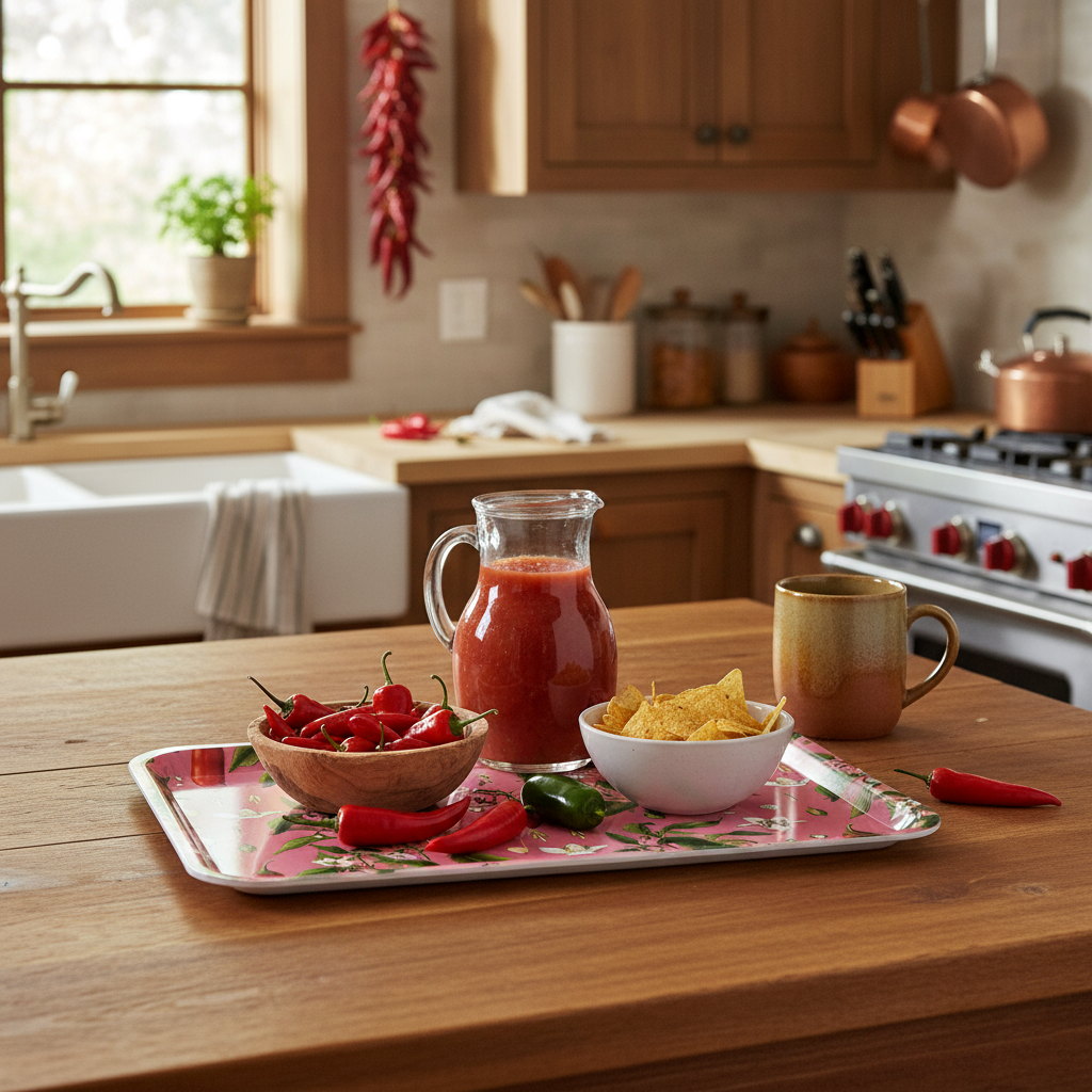 Plateau Piment : plateau rectangulaire rouge tendance pour la cuisine et l’apéro